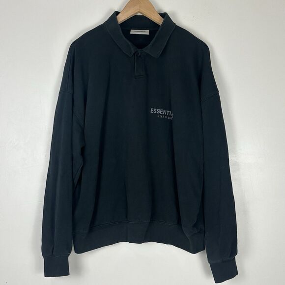 Fear Of God Essentials Polo Long Sleeve Mens Size Small  Oversized Boxy Fit - Picture 1 of 11